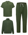 JelriSoFit set quirúrgico de 3 piezas para hombre Verde Musgo, conjunto completo en vista plana