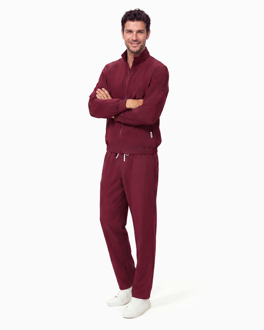 JelriSoFit set quirúrgico de 3 piezas para hombre Vino, vista completa frontal
