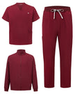 JelriSoFit set quirúrgico de 3 piezas para hombre Vino, conjunto completo en vista plana