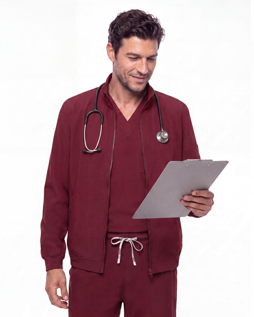 JelriSoFit set quirúrgico de 3 piezas para hombre Vino, modelo con tableta